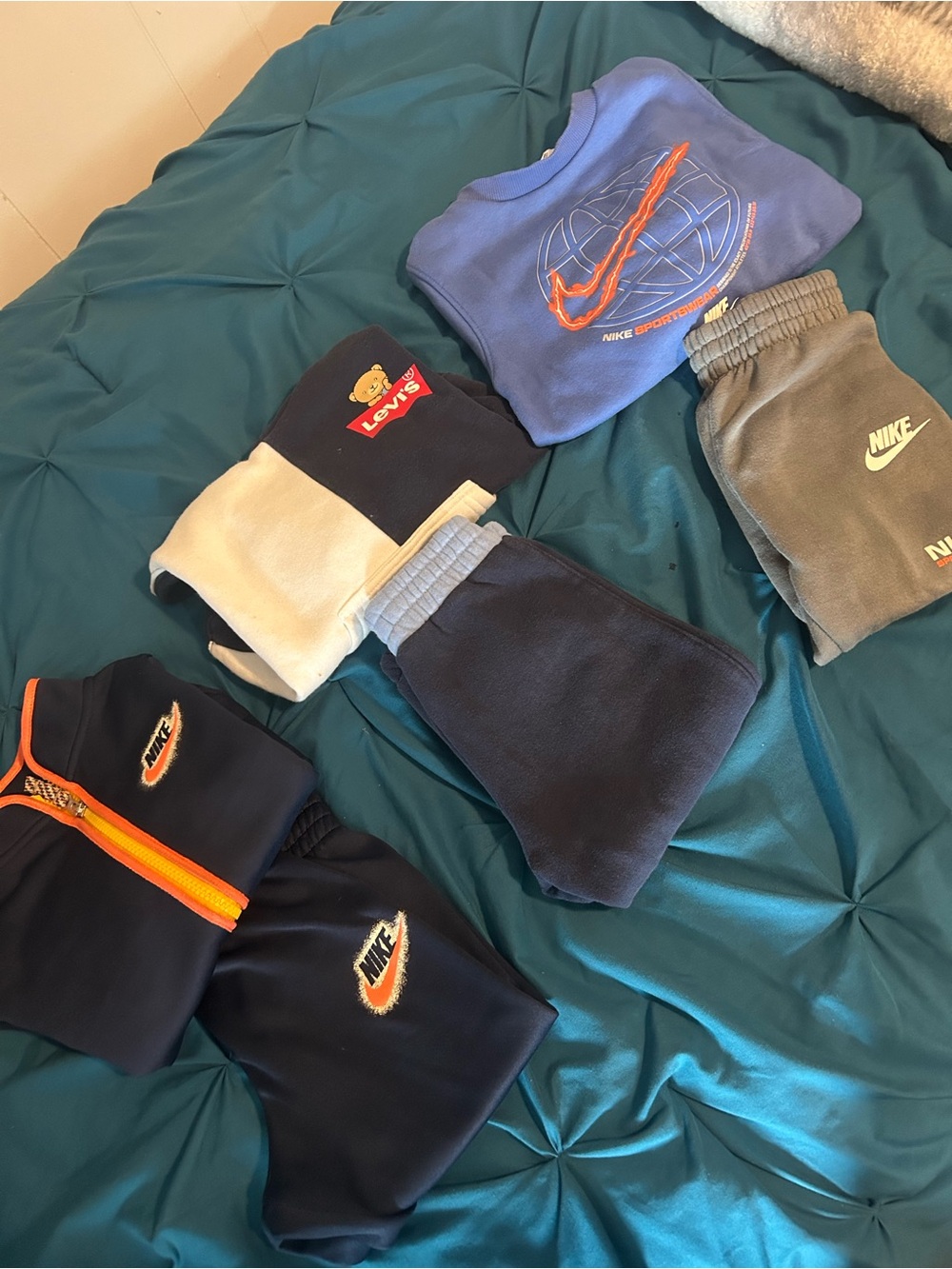 Two Nike Sweatsuits and One Levi sweatsuit lot. Size 2T.